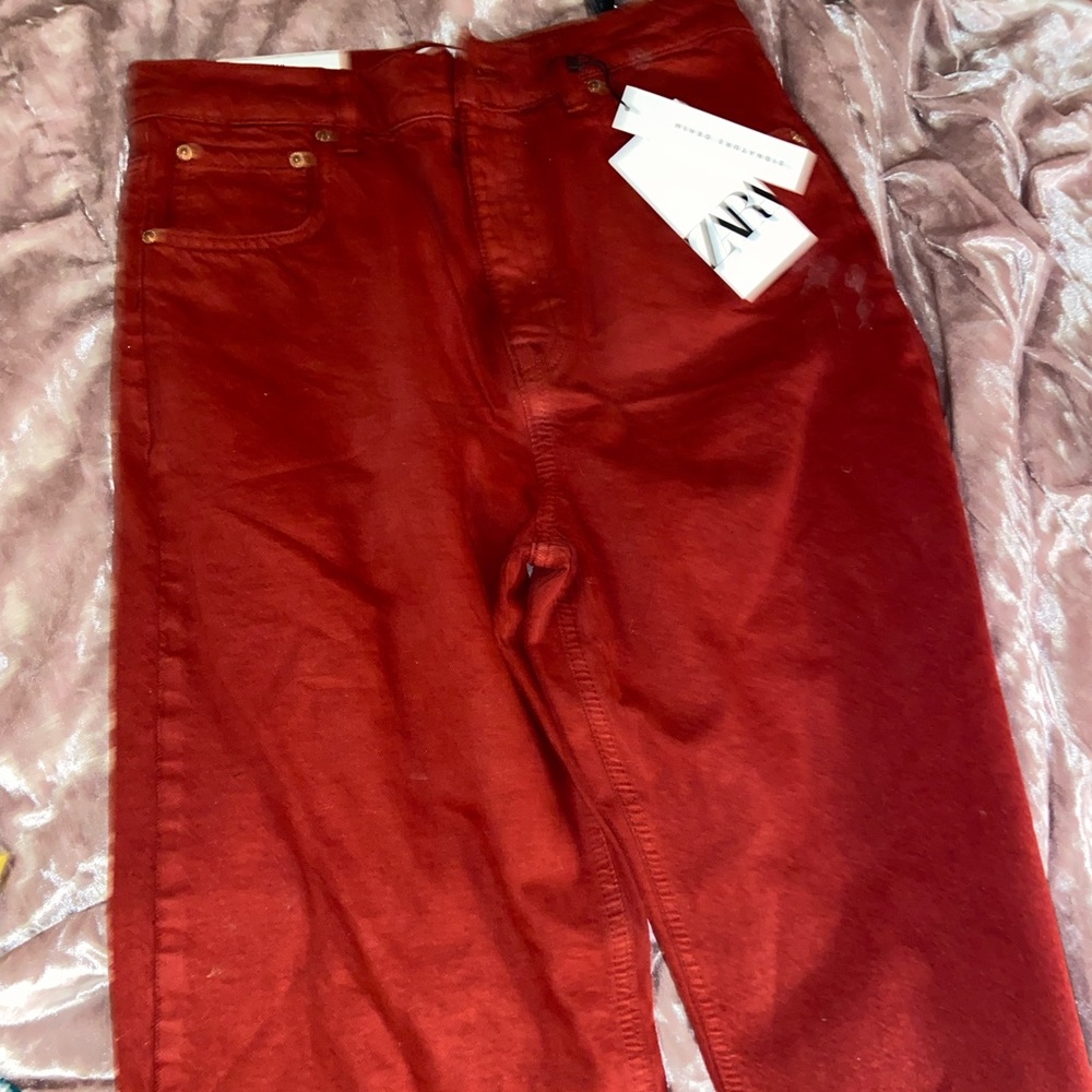 Red Zara Jeans | High waist straight leg